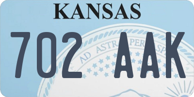 KS license plate 702AAK