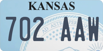 KS license plate 702AAW