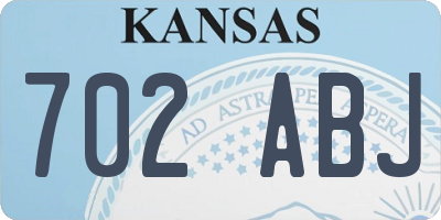 KS license plate 702ABJ