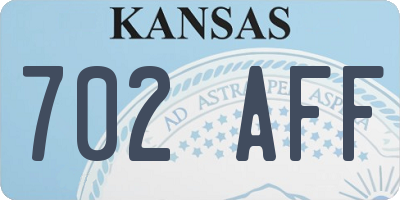 KS license plate 702AFF