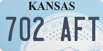 KS license plate 702AFT
