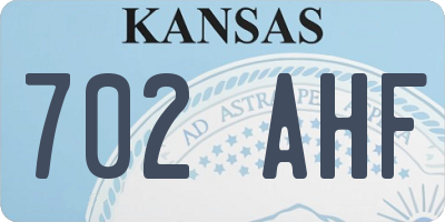 KS license plate 702AHF