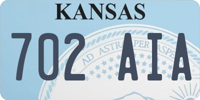 KS license plate 702AIA