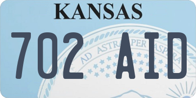 KS license plate 702AID