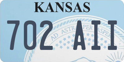 KS license plate 702AII