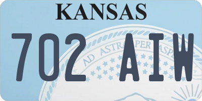 KS license plate 702AIW