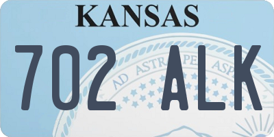 KS license plate 702ALK