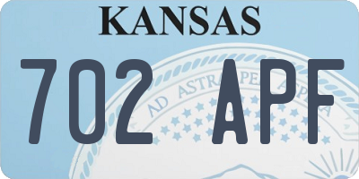 KS license plate 702APF
