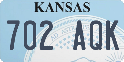 KS license plate 702AQK