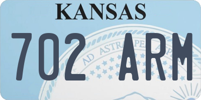 KS license plate 702ARM