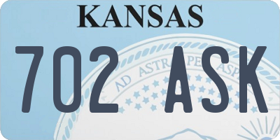 KS license plate 702ASK
