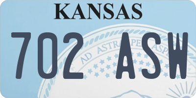 KS license plate 702ASW