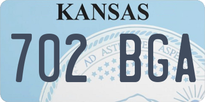 KS license plate 702BGA