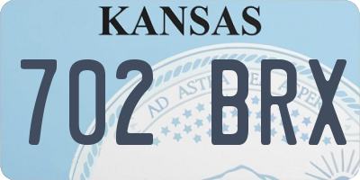 KS license plate 702BRX