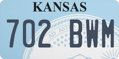 KS license plate 702BWM