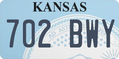 KS license plate 702BWY