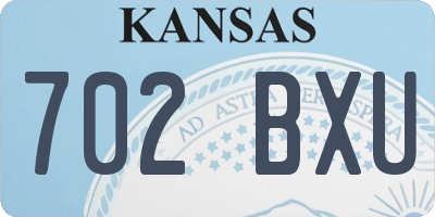 KS license plate 702BXU