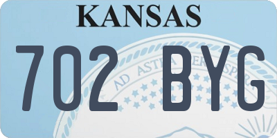 KS license plate 702BYG