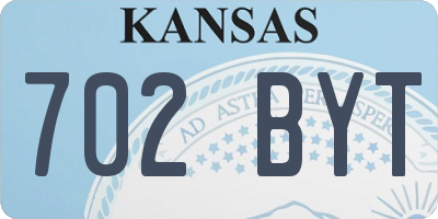 KS license plate 702BYT