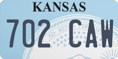 KS license plate 702CAW