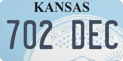 KS license plate 702DEC