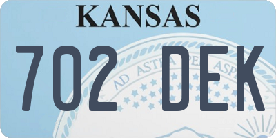 KS license plate 702DEK