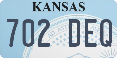 KS license plate 702DEQ