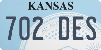 KS license plate 702DES