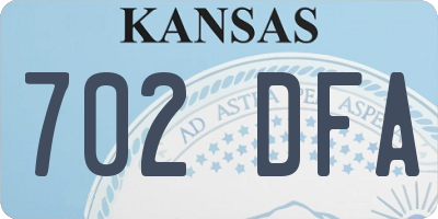 KS license plate 702DFA
