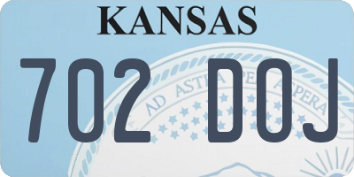 KS license plate 702DOJ