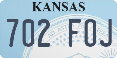 KS license plate 702FOJ