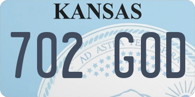 KS license plate 702GOD