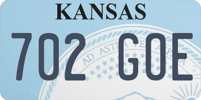 KS license plate 702GOE