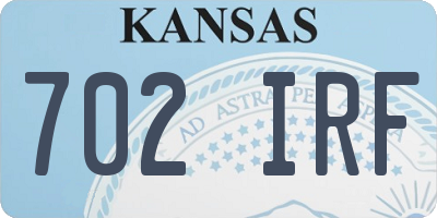 KS license plate 702IRF