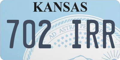 KS license plate 702IRR