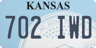 KS license plate 702IWD
