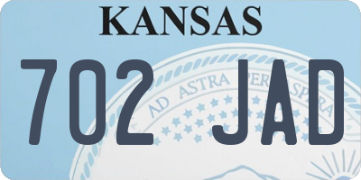 KS license plate 702JAD