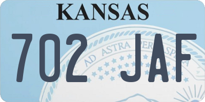 KS license plate 702JAF