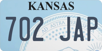 KS license plate 702JAP