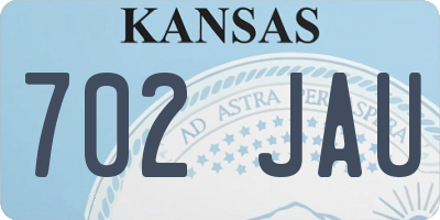 KS license plate 702JAU
