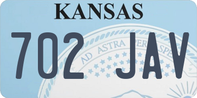 KS license plate 702JAV