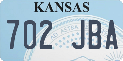 KS license plate 702JBA