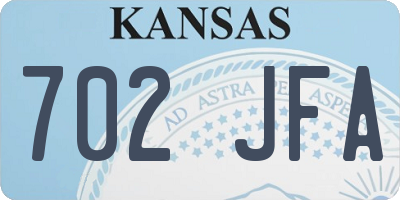 KS license plate 702JFA