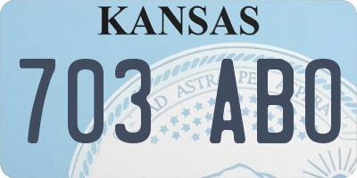 KS license plate 703ABO