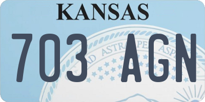 KS license plate 703AGN