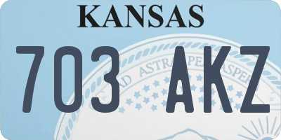KS license plate 703AKZ