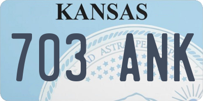 KS license plate 703ANK
