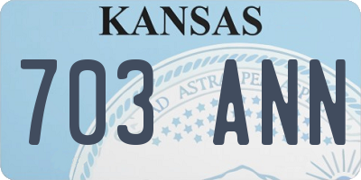 KS license plate 703ANN