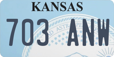 KS license plate 703ANW
