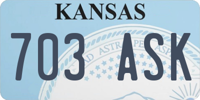 KS license plate 703ASK